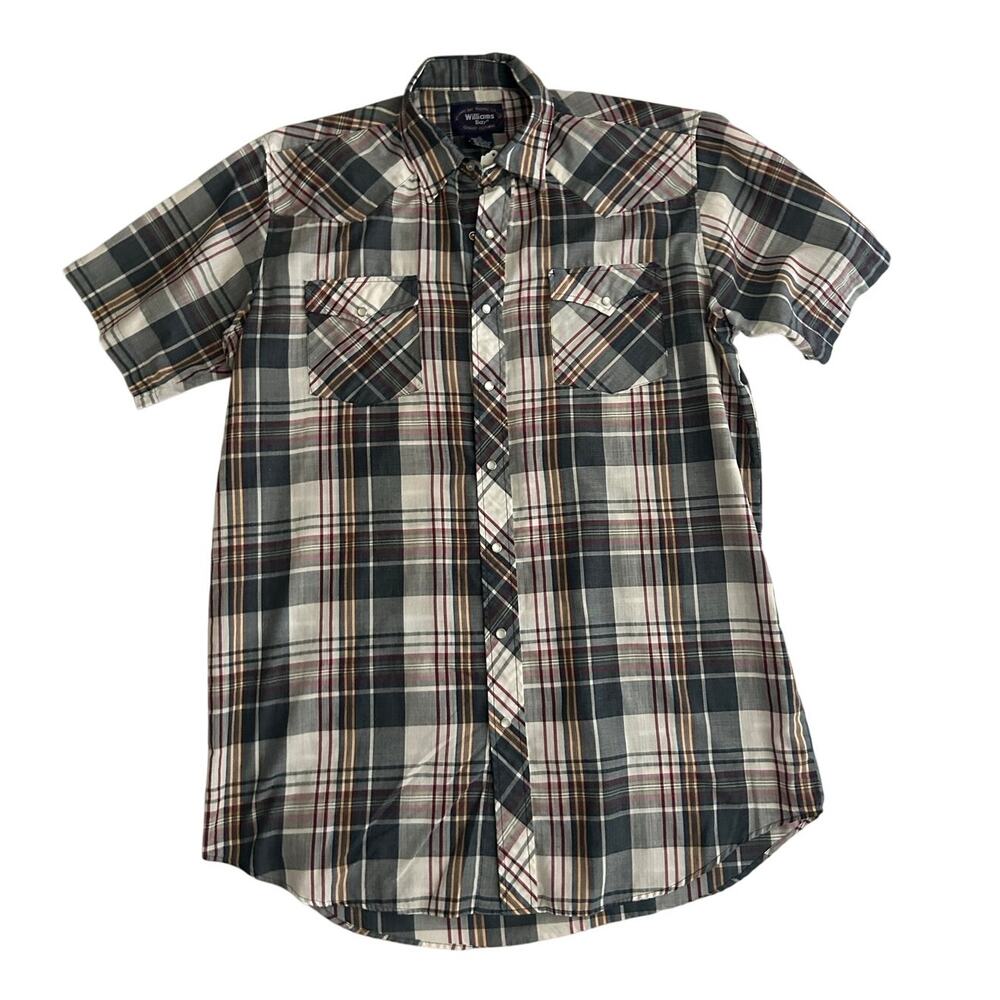 Williams Bay Plaid Western Snap Button Down Shirt Mens XL Tall